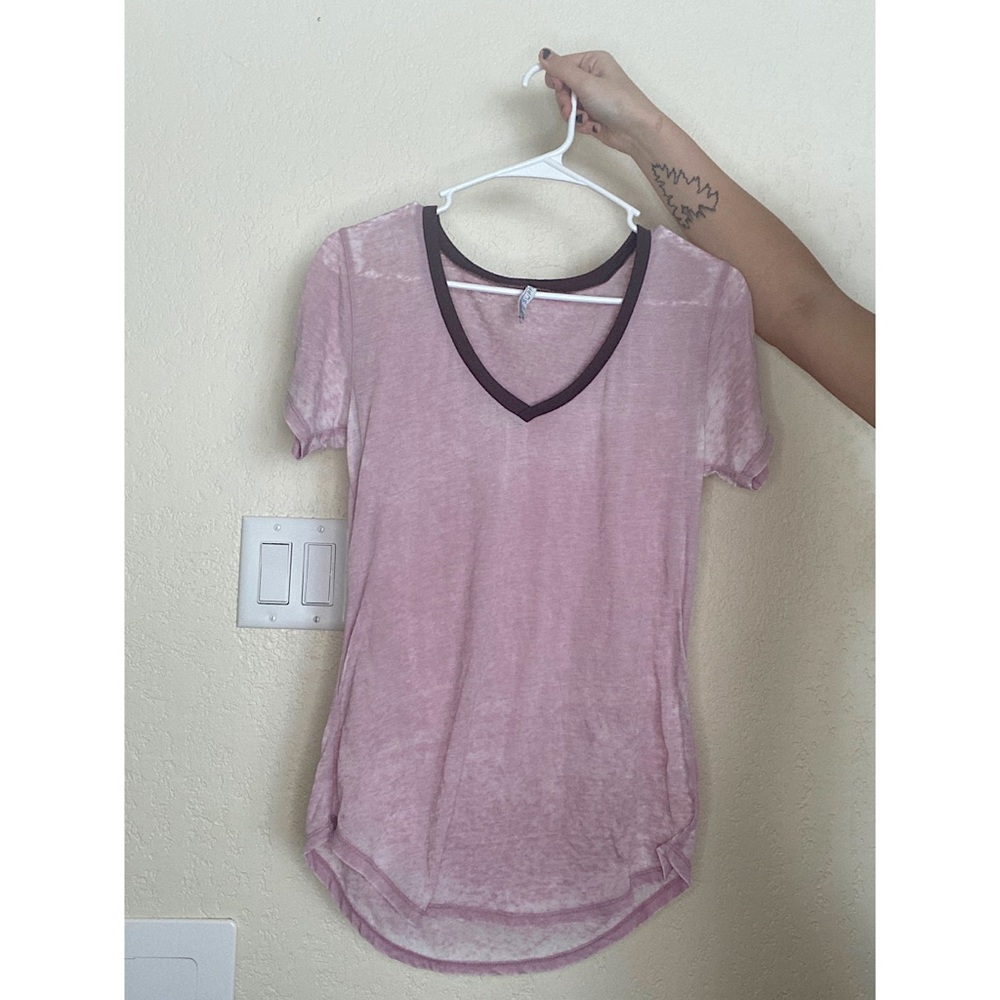 purple distressed v neck t shirt